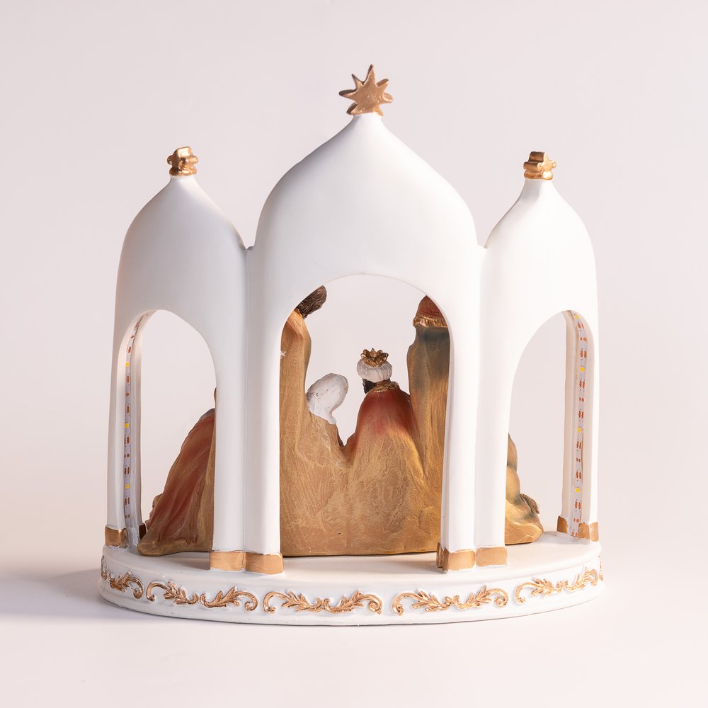 LED Lighted One-Piece Nativity Beneath Arches - 12" (H)