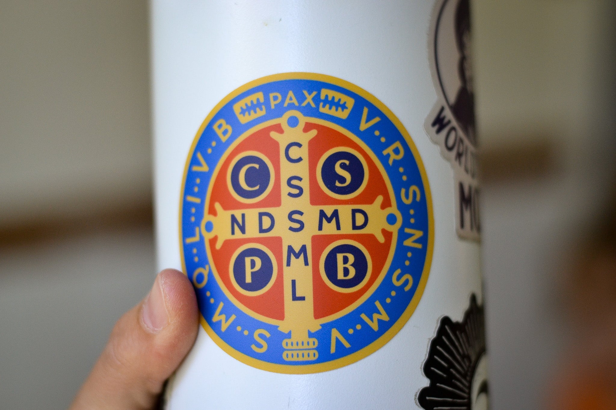 Brightly Colored St. Benedict Vinyl Sticker