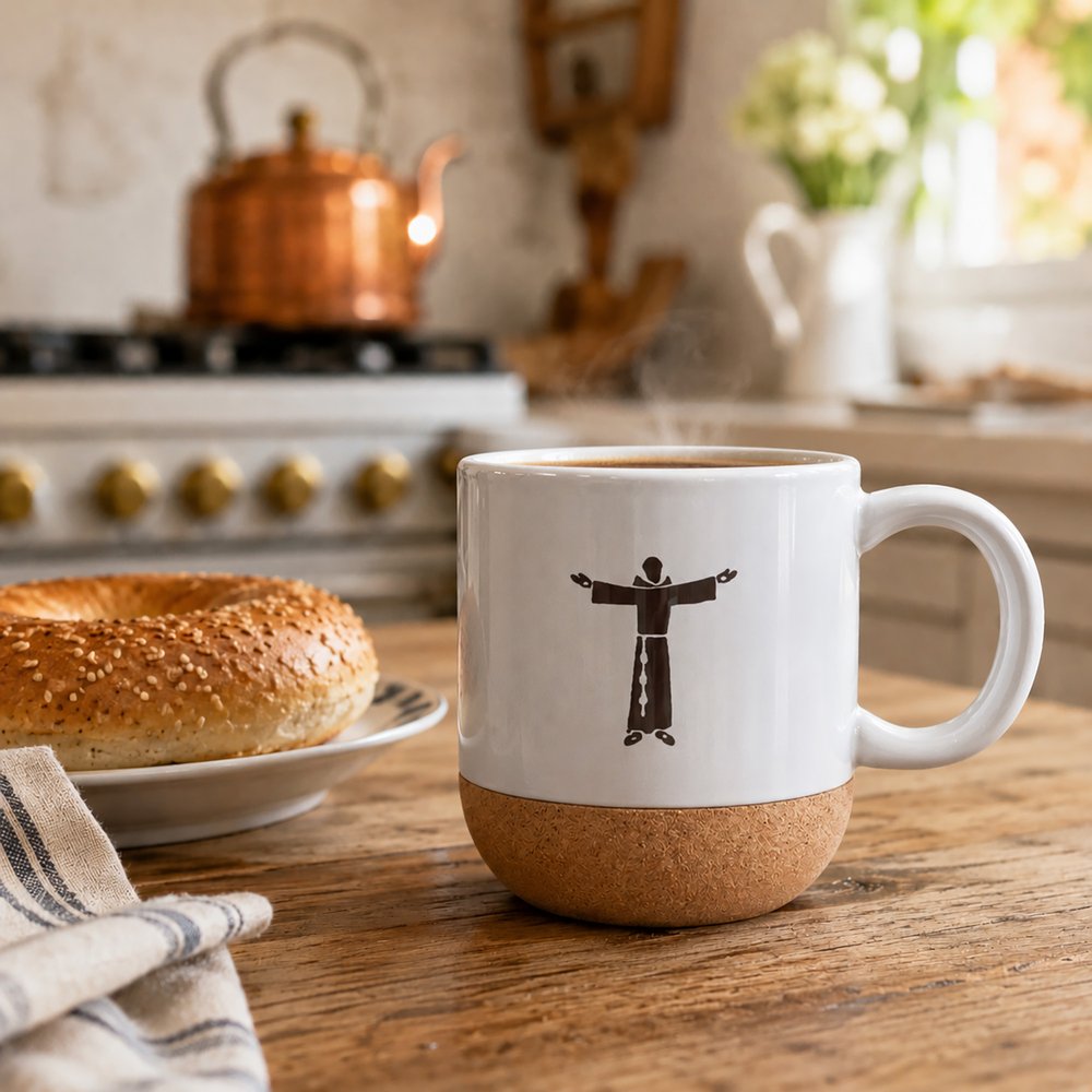 St. Francis Instrument of Thy Peace Cork Bottom Coffee Mug