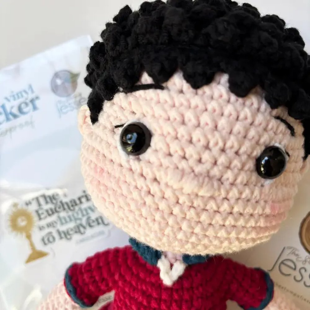 Handmade St. Carlo Acutis Crochet Doll