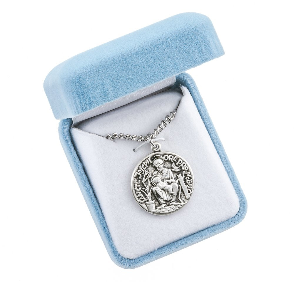 Sterling Silver St. Joseph Medal Necklace