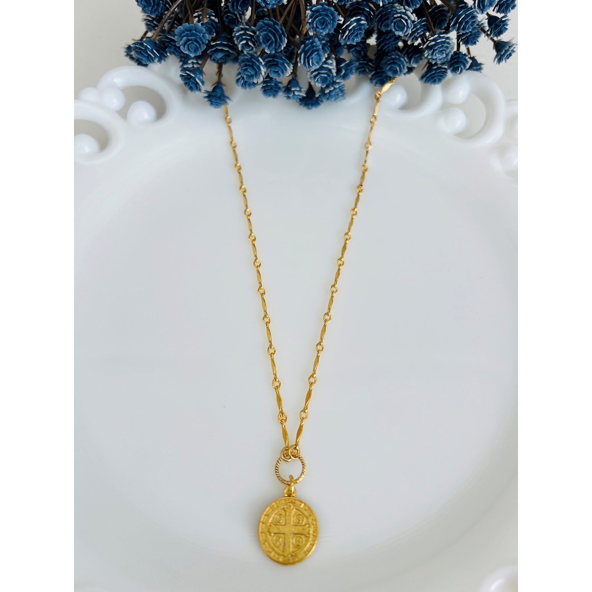 Vintage Gold St. Benedict Medal Necklace