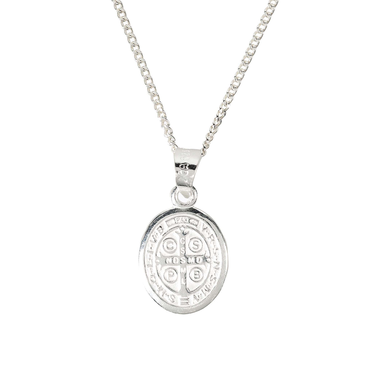 Oval Sterling St. Benedict Medal Necklace