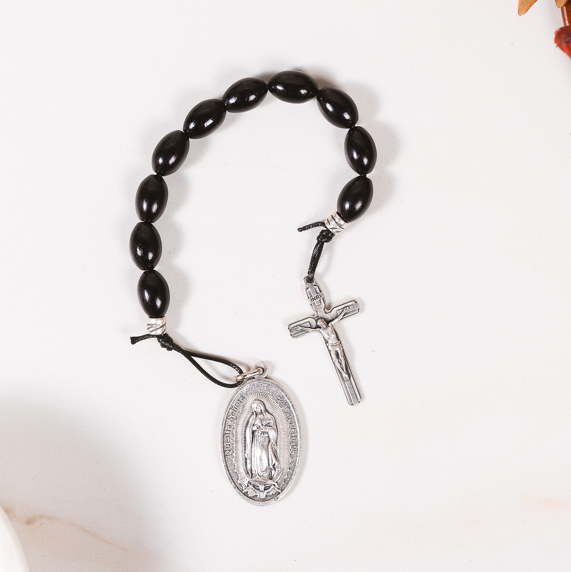 Dark Brown St. Joseph One Decade Rosary Tenner & Prayer Card