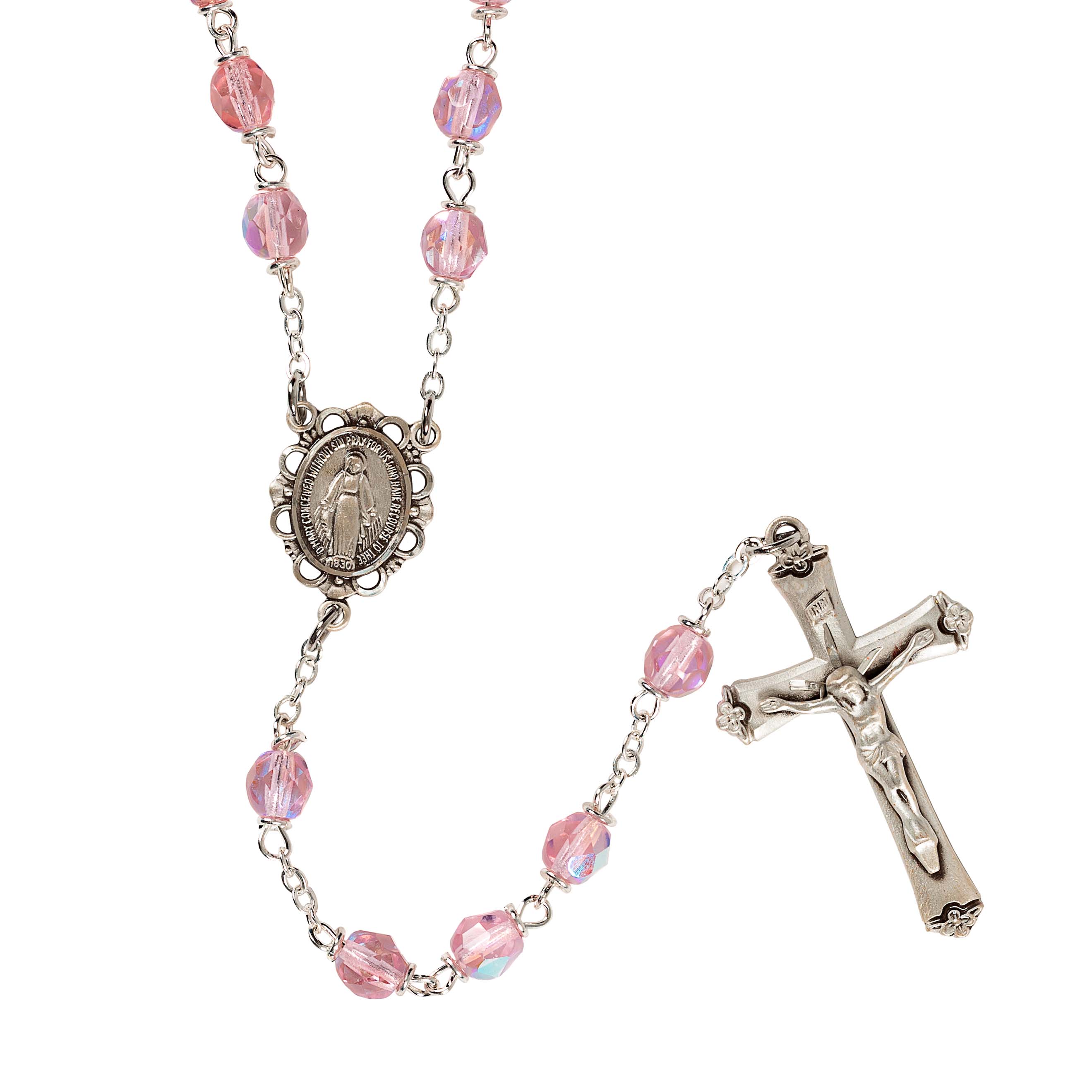 SS 6MM Aurora Borealis Rose Rosary
