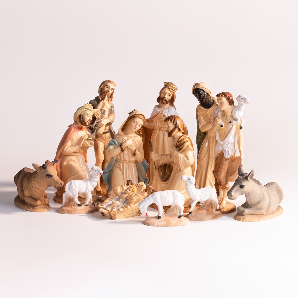 Italian Hand - Painted Nativity Set - 13 Pieces