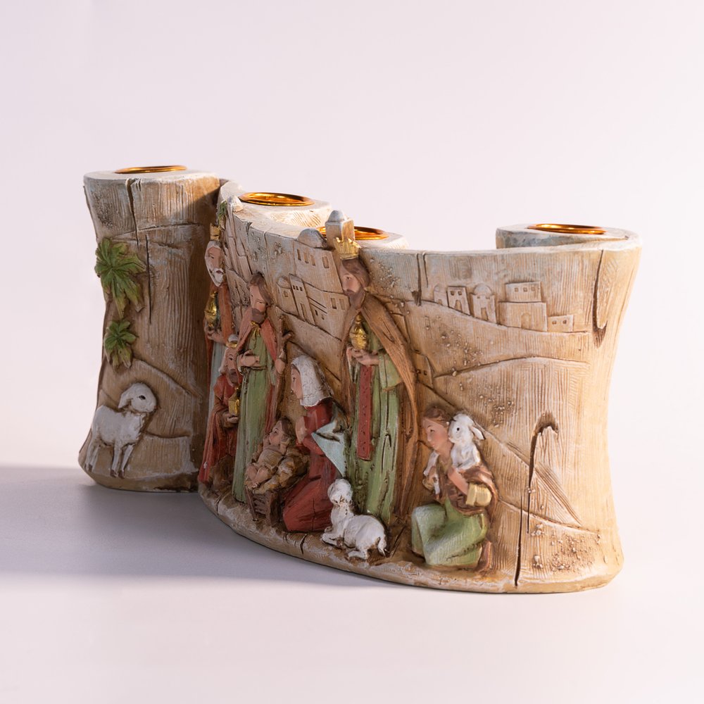 Nativity Scroll Advent Candleholder