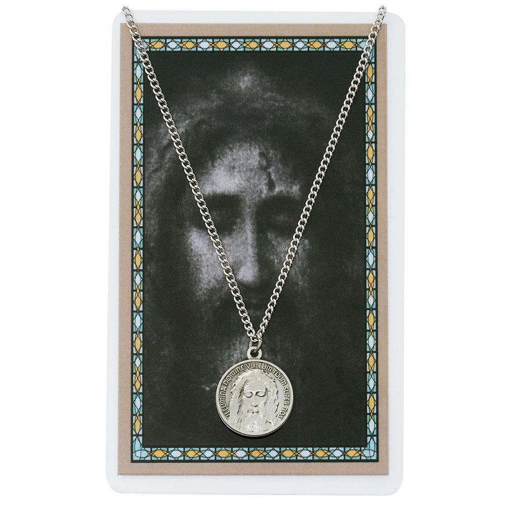 Pewter Holy Face Necklace & Holy Card