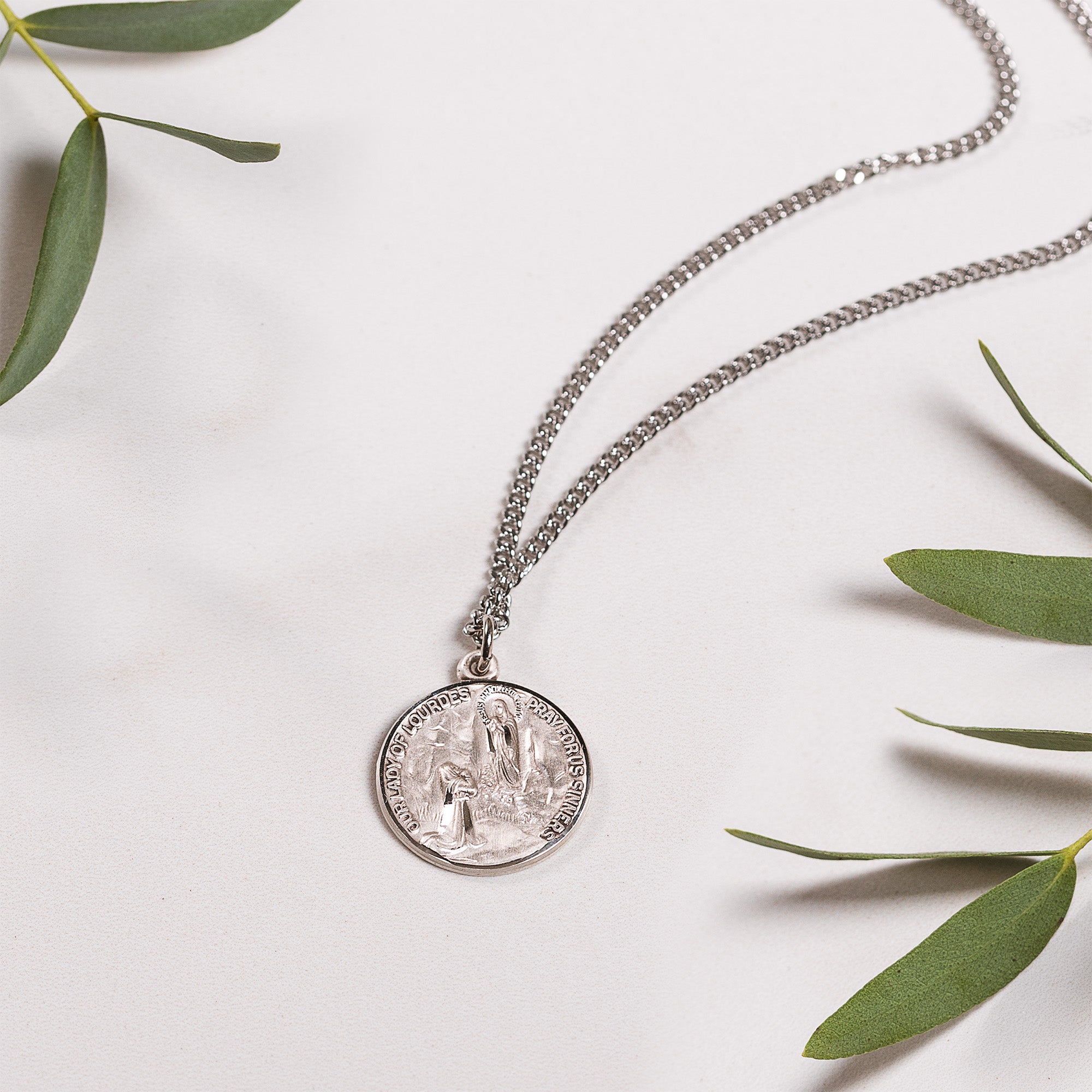 Petite Sterling Our Lady of Lourdes Necklace