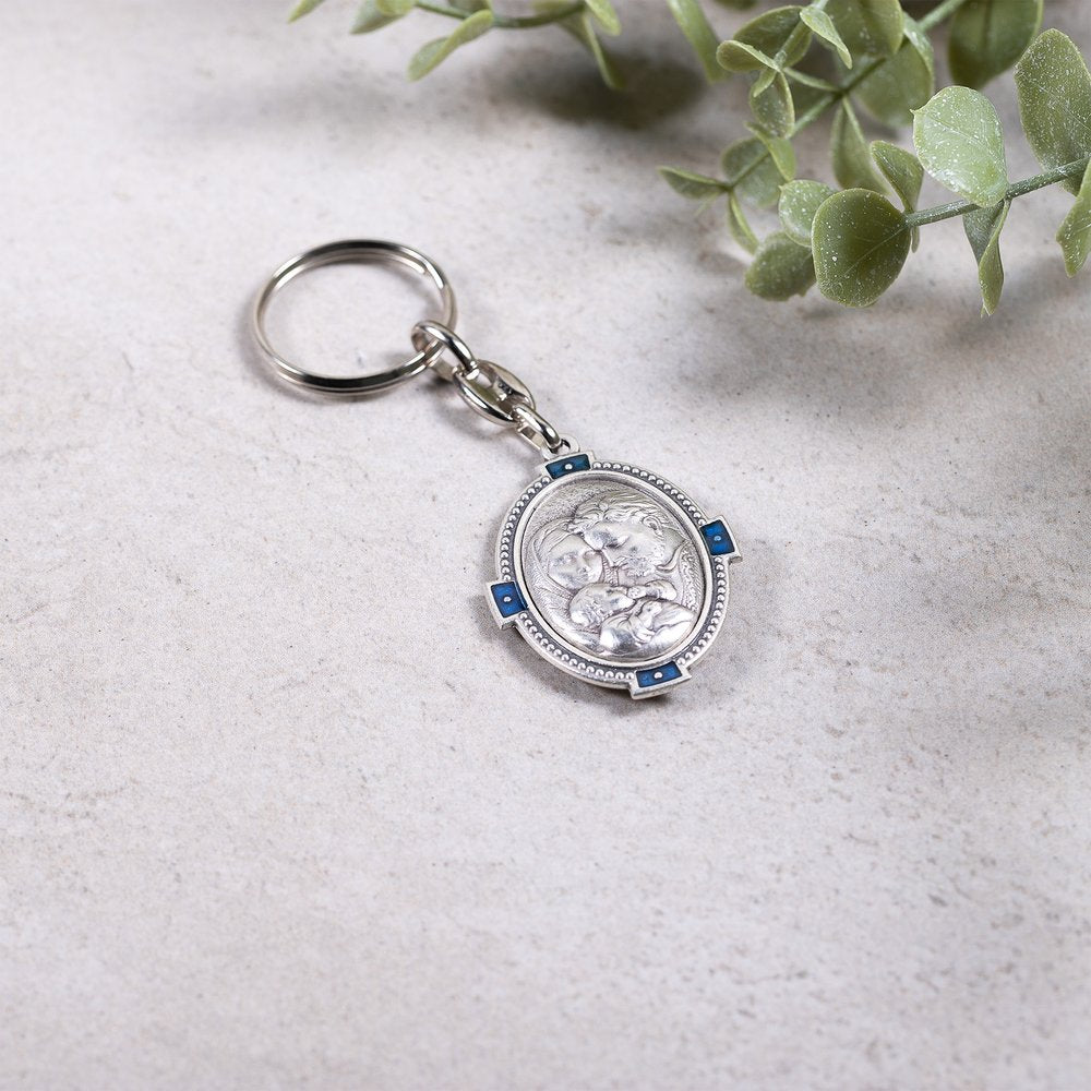 St. Joseph Key Ring w/Blue Accents, cm. 4.2 (1.65")