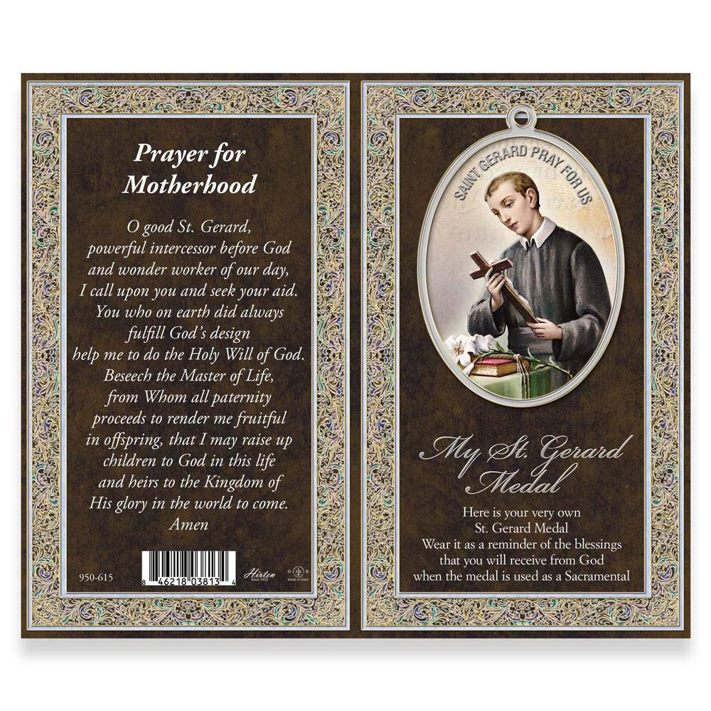 St. Gerard Pewter Medal Necklace & Prayer Card Pamphlet - 24"