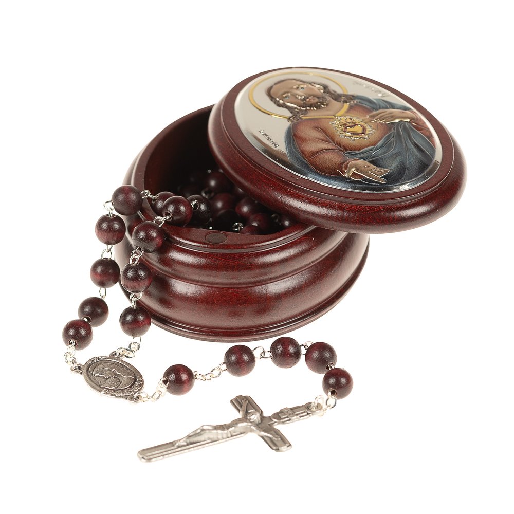 Italian Sacred Heart Rosary Box & Rosary Set