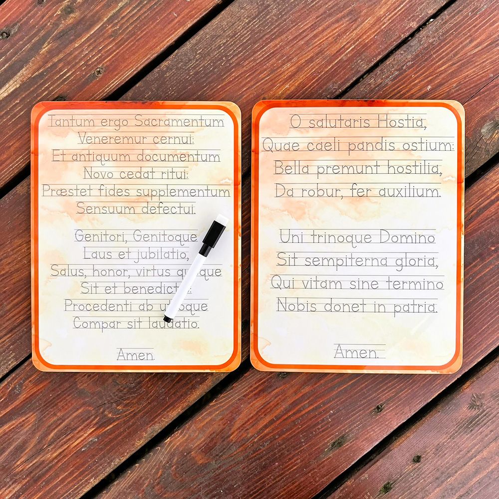 O Salutaris Hostia & Tantum Ergo Songs Tracing Dry-Erase Board Set & Marker
