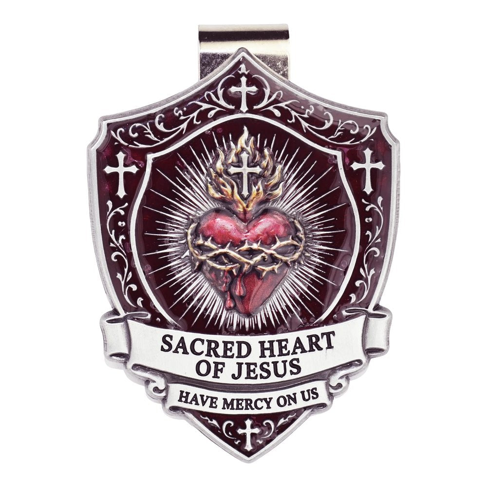 Sacred Heart Enameled Shield Visor Clip