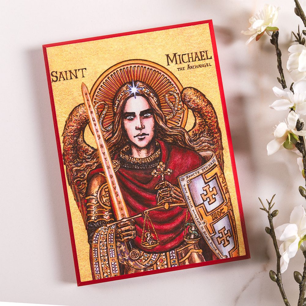St. Michael the Archangel Modern Icon Plaque - 5" x 7"