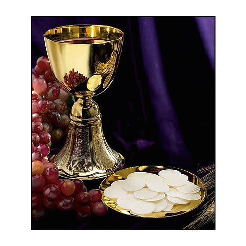 Gold Plated, Etched Chalice & Paten Set