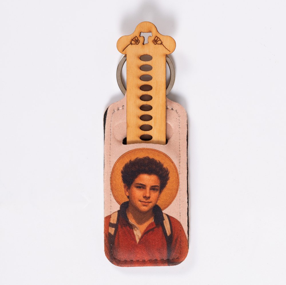 St. Carlo Acutis One-Decade Finger Rosary & Pouch Keychain