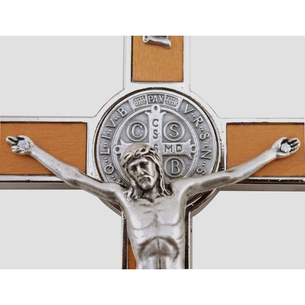 St. Benedict Crucifix, Wood Inlay - 7 inch | The Catholic Company®