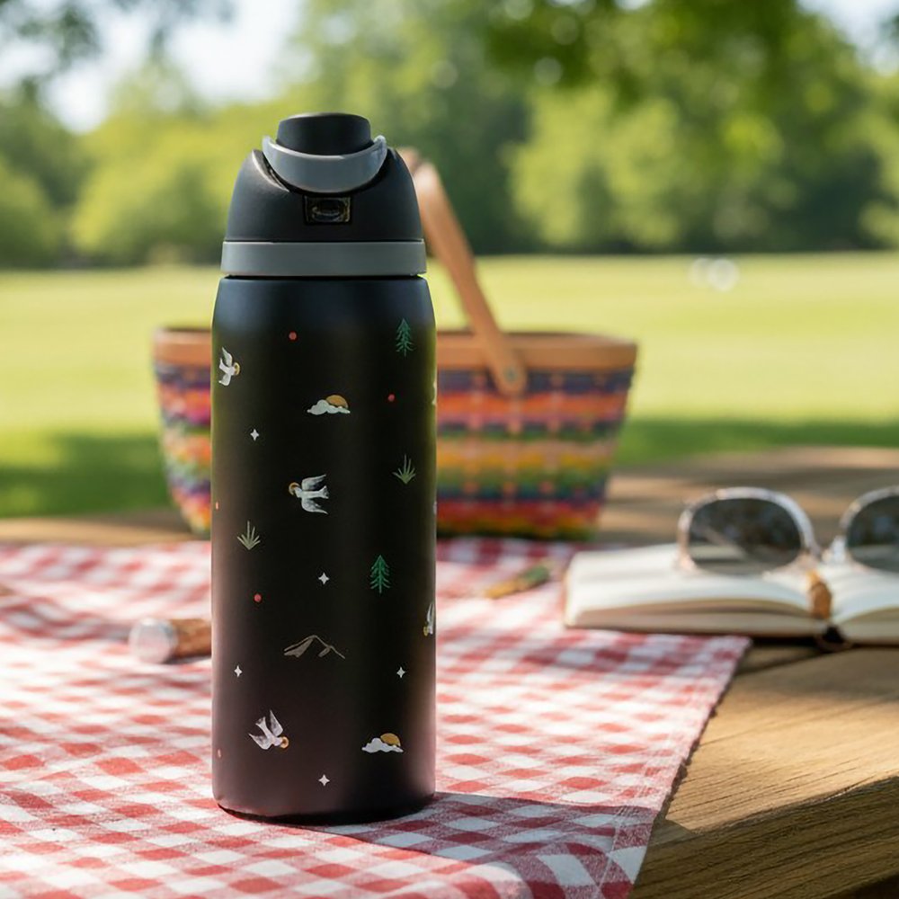 Personalized Black Confirmation Adventure Water Bottle