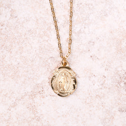Gold/Sterling Silver Miraculous Medal Pendant on 18 inch chain
