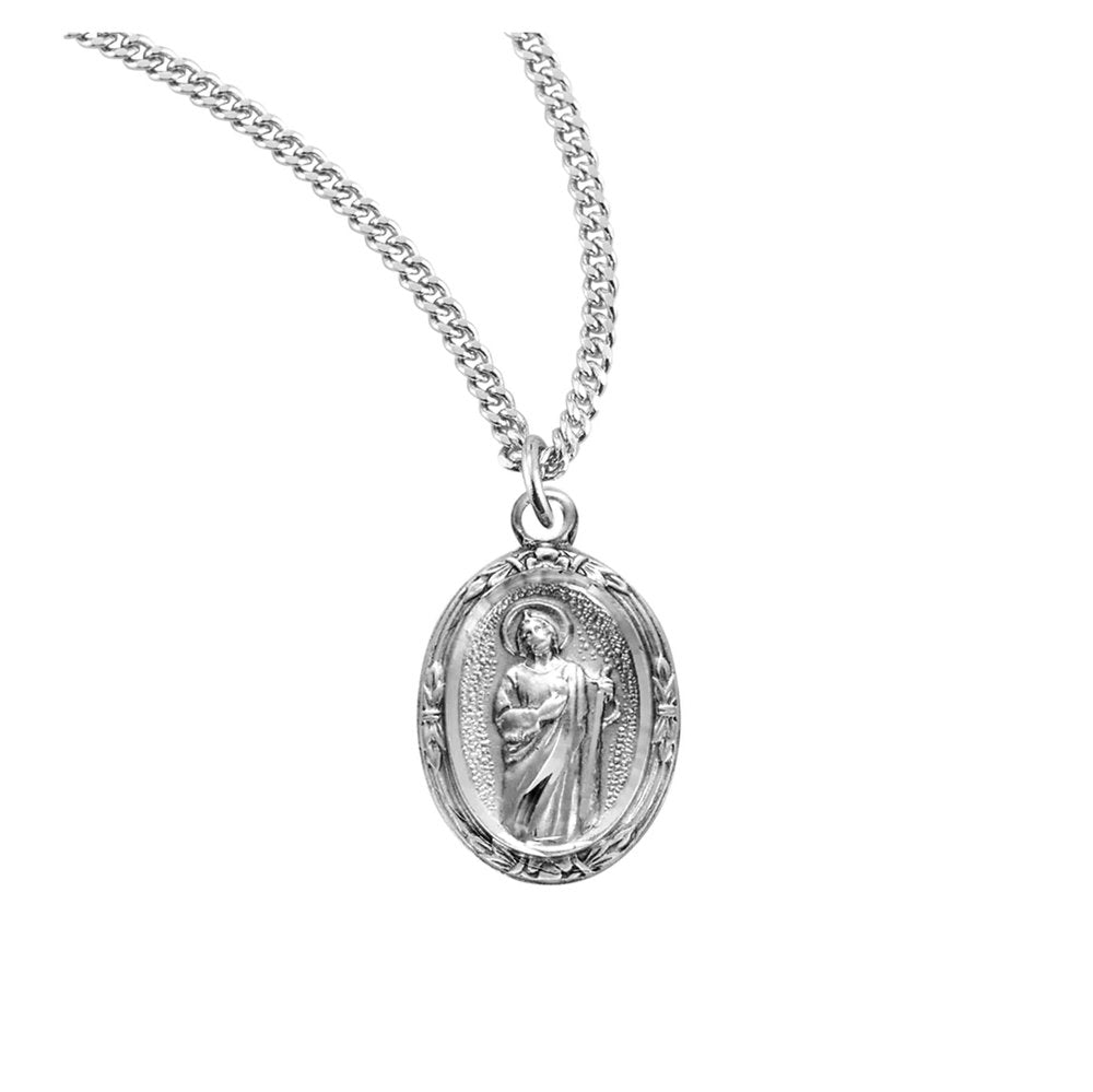 St. Jude Medal Necklace in Floral Setting