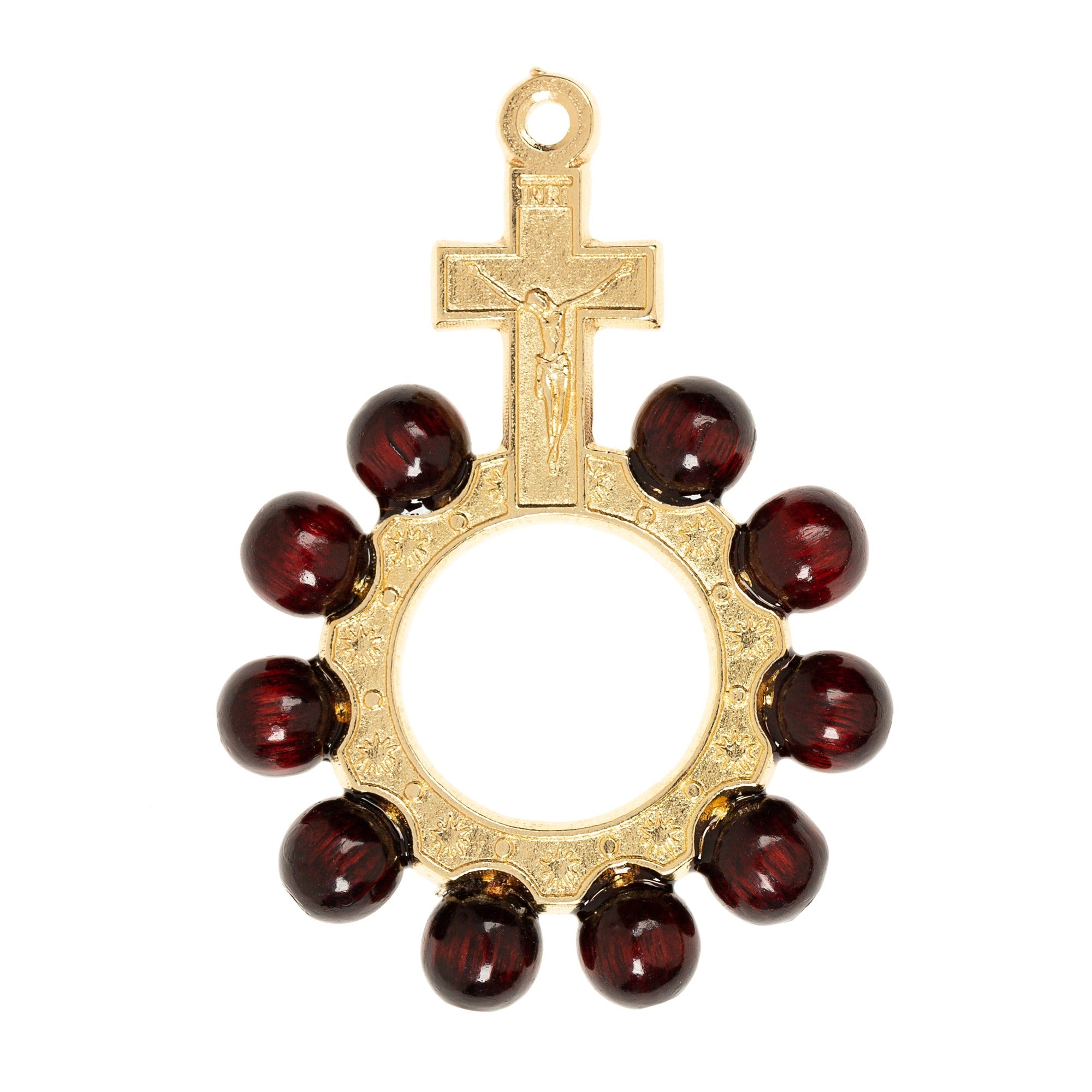 Wood Bead Golden Finger Rosary