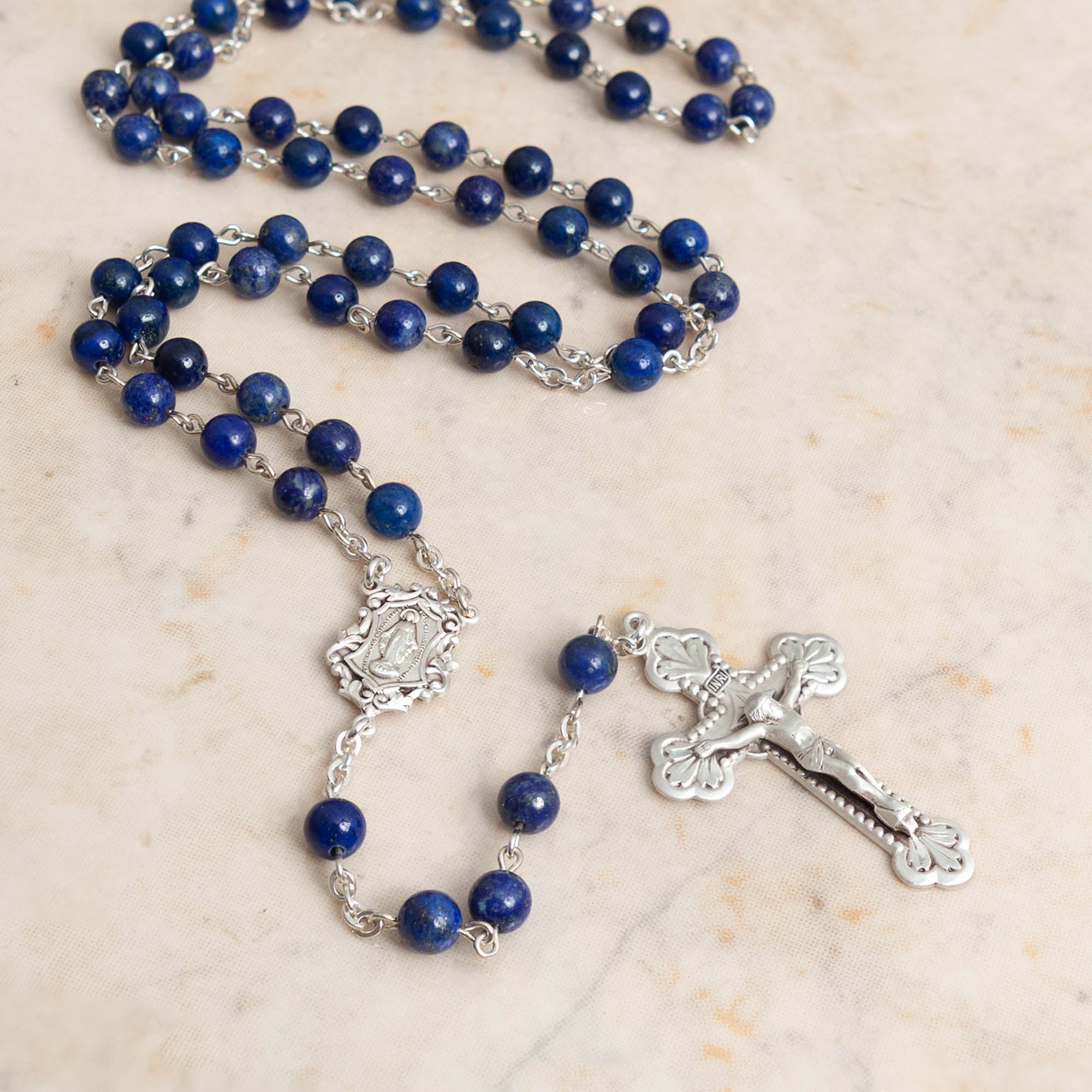 Royal Blue Lapis & Sterling Rosary