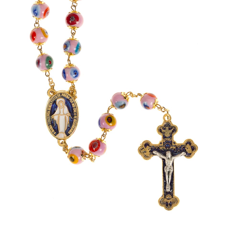 Pink  Murano Glass Rosary