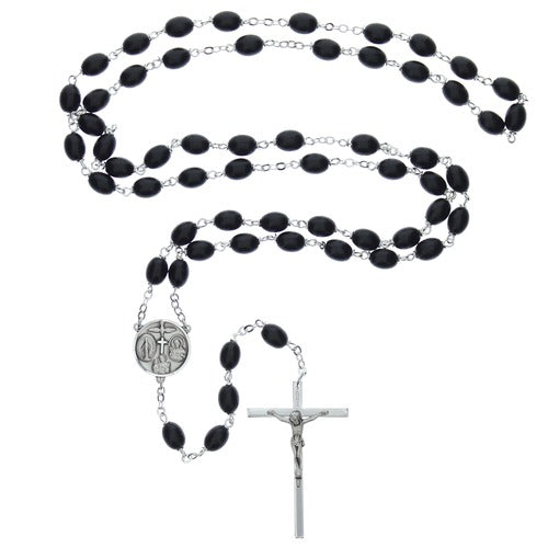 Black Wood Sterling Silver Rosary