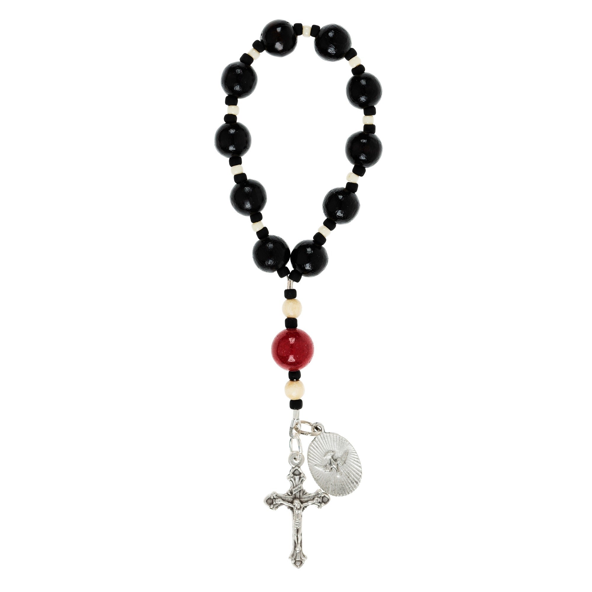 Confirmation Black Wood Decade Rosary with Prayer Card
