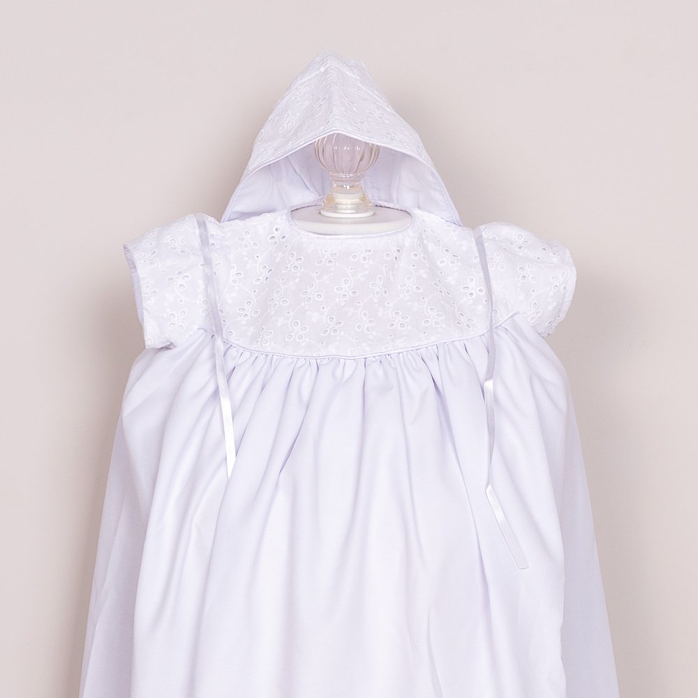 Classic Poplin Heirloom Handsewn Baptismal Gown Set - Multiple Sizes