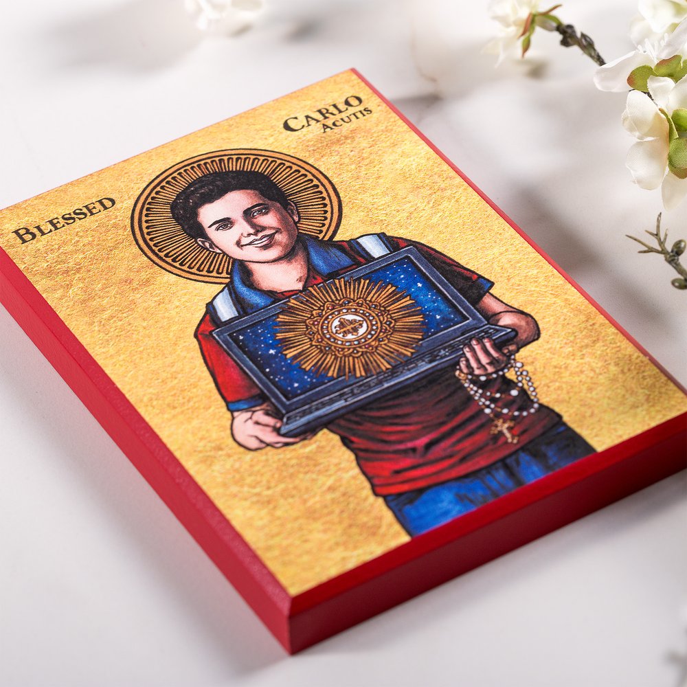 Bl. Carlo Acutis Modern Icon Plaque - 5" x 7"