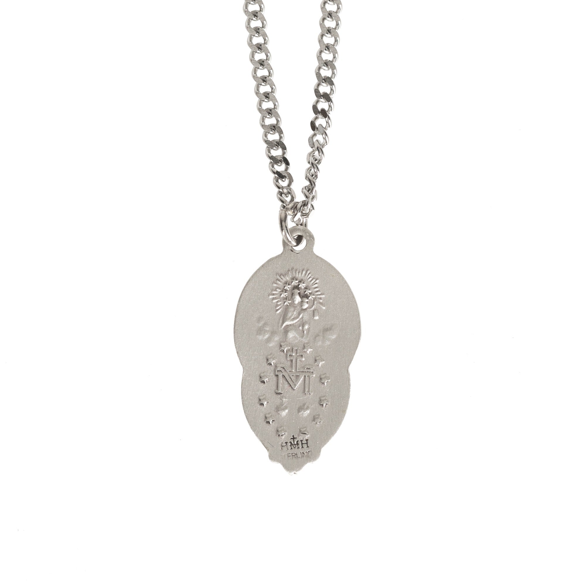 Sterling Silver Miraculous Scapular Medal - 18 Inch Chain