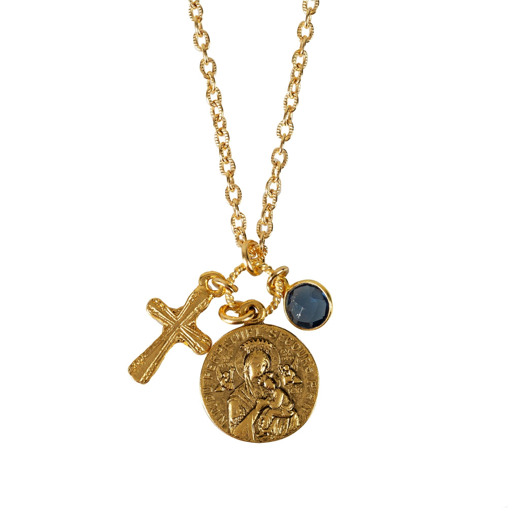 St. Gerard and Mary Cross Necklace with Bauble