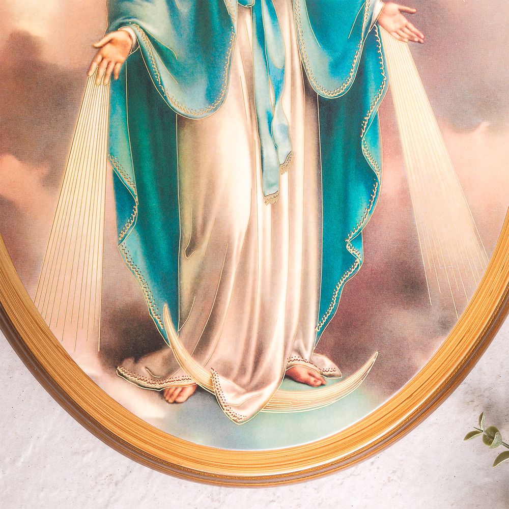 Miraculous Mary Oval Plaque - 17" x 12.6"