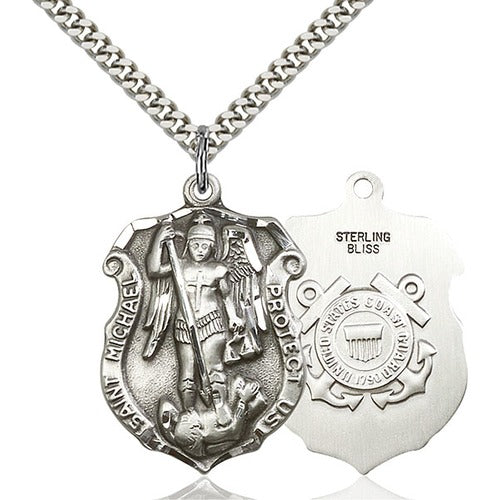 Sterling Silver St. Michael Pendant/ Coast Guard
