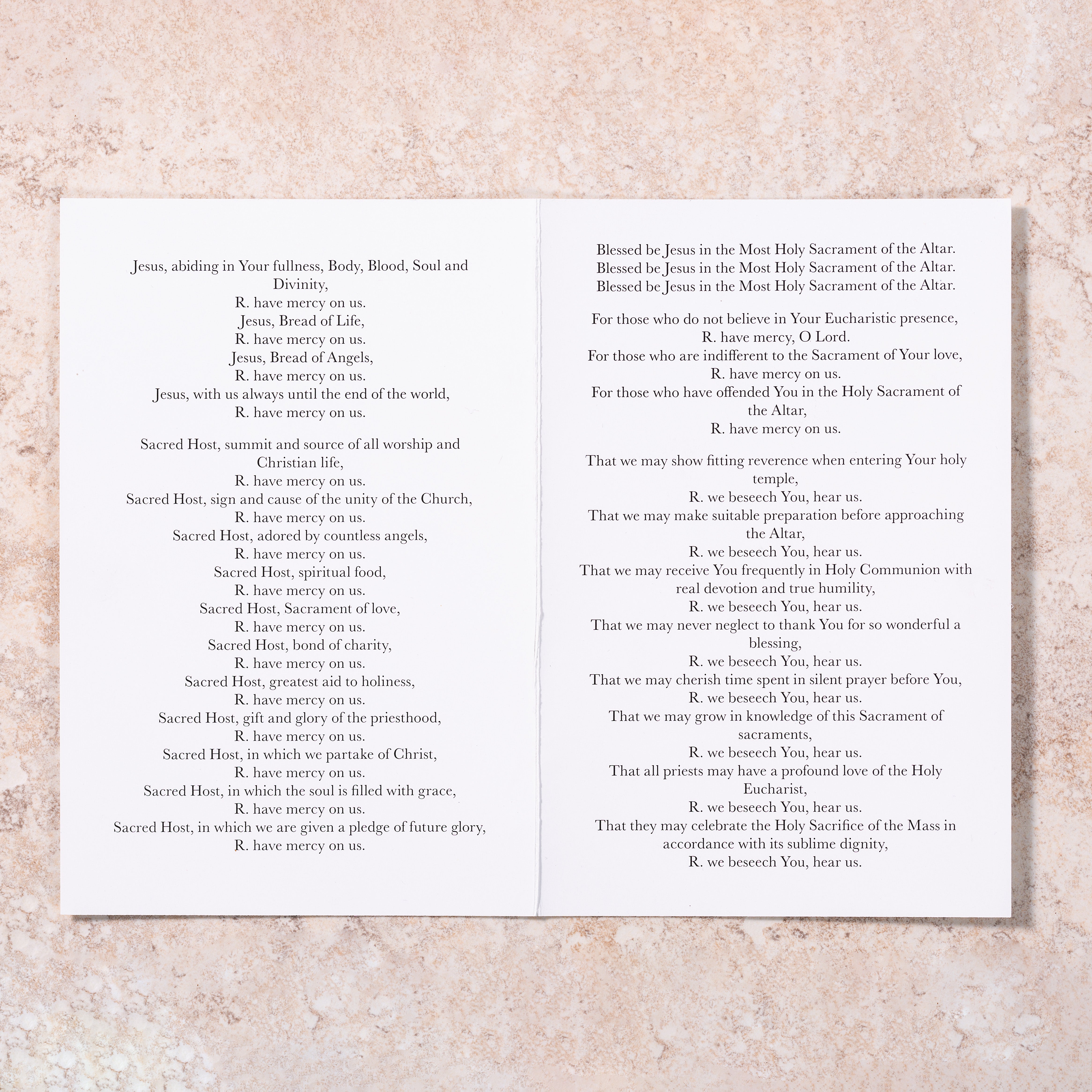 Litany of the Most Blessed Sacrament Folded Prayer Card - Pack of 50