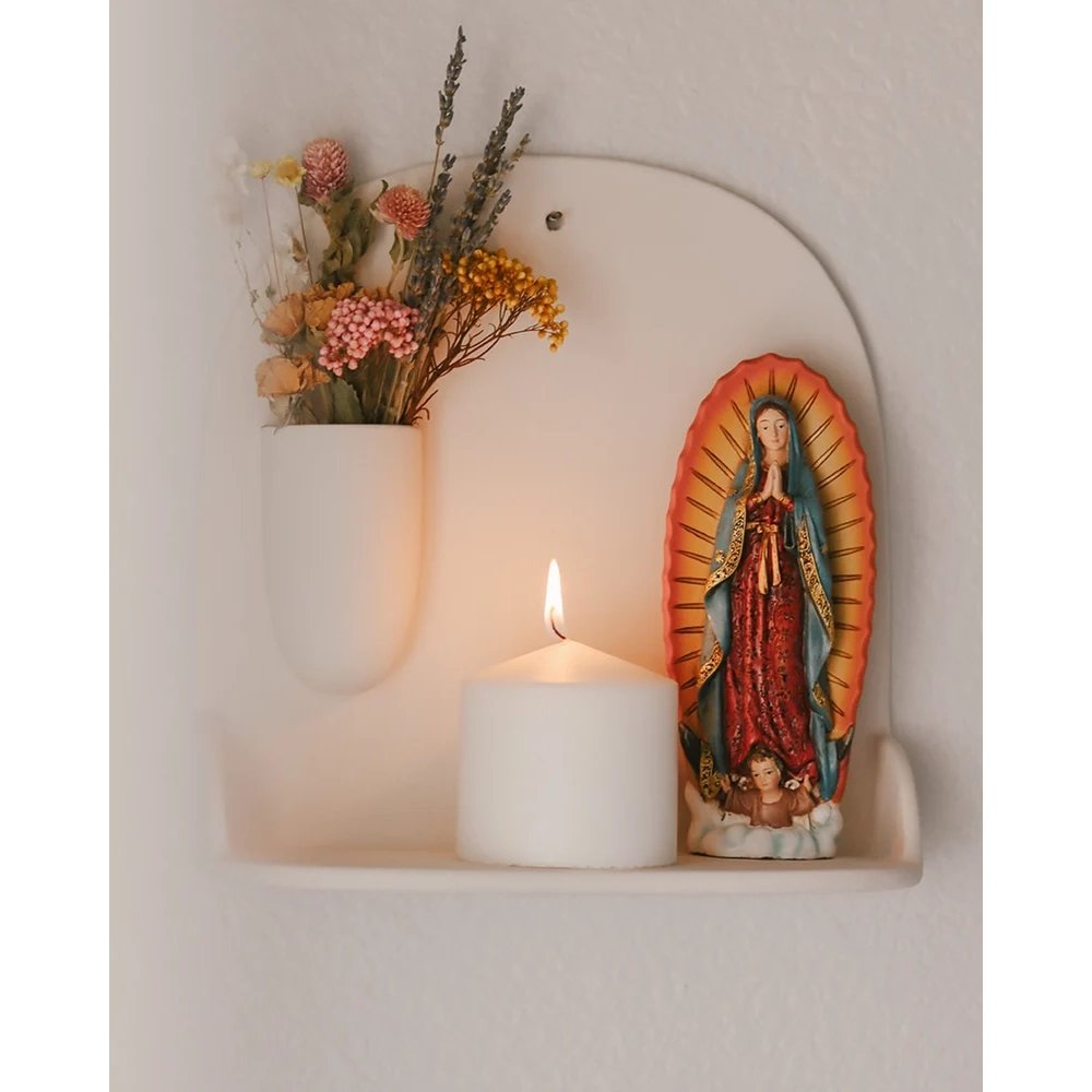 Be A Heart Ceramic Wall Altar with Inset Flower Vase - 10"