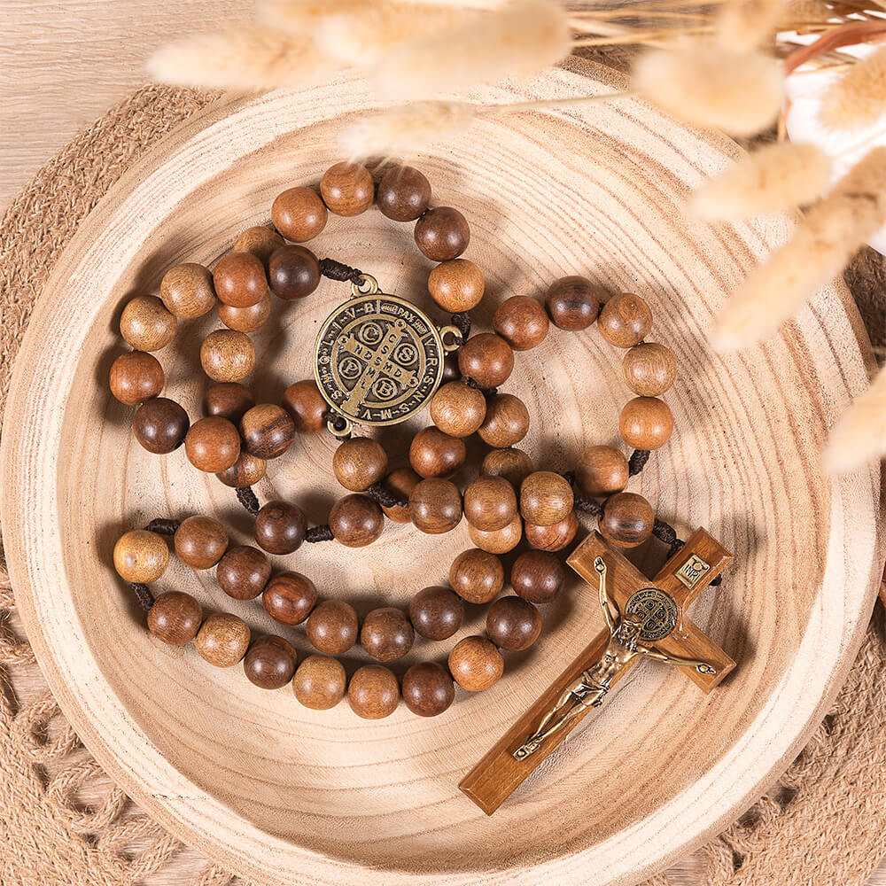 St. Benedict Wood Wall Rosary