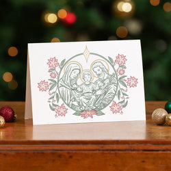 Holy Family Poinsettia Christmas Cards - Set of 20