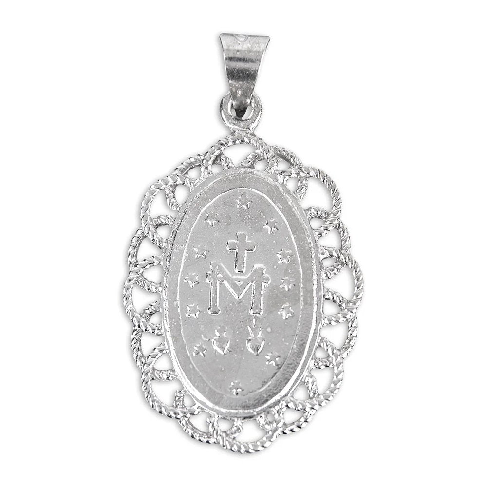 Light Blue Cameo Miraculous Medal Necklace