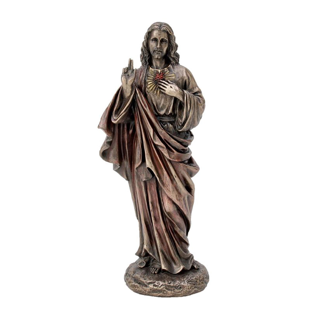 Bronzed Sacred Heart of Jesus Statue - 8"