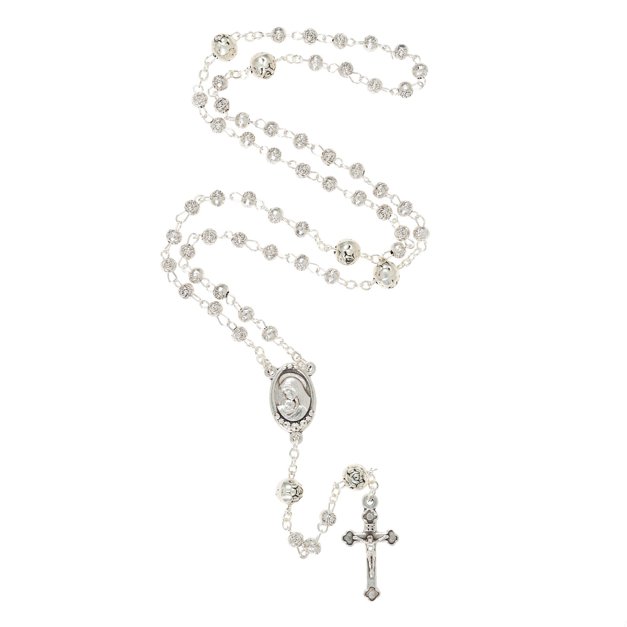 Madonna & Child Rosary Holder & Rosebud Rosary