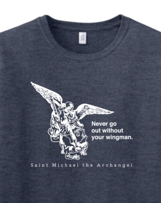 Never Go Without Your Wingman St. Michael Navy Adult T-Shirt