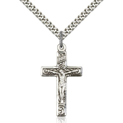 Sterling Silver Crucifix Pendant 1 1/4 X 5/8"