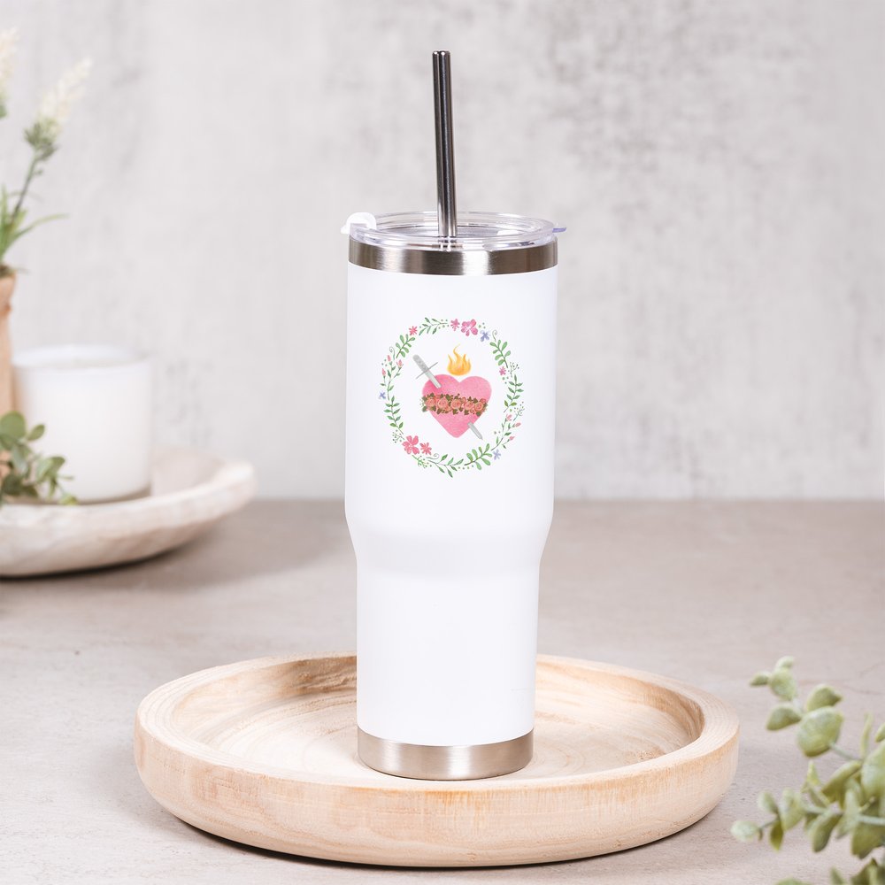 Personalized Immaculate Heart Tumbler with Straw