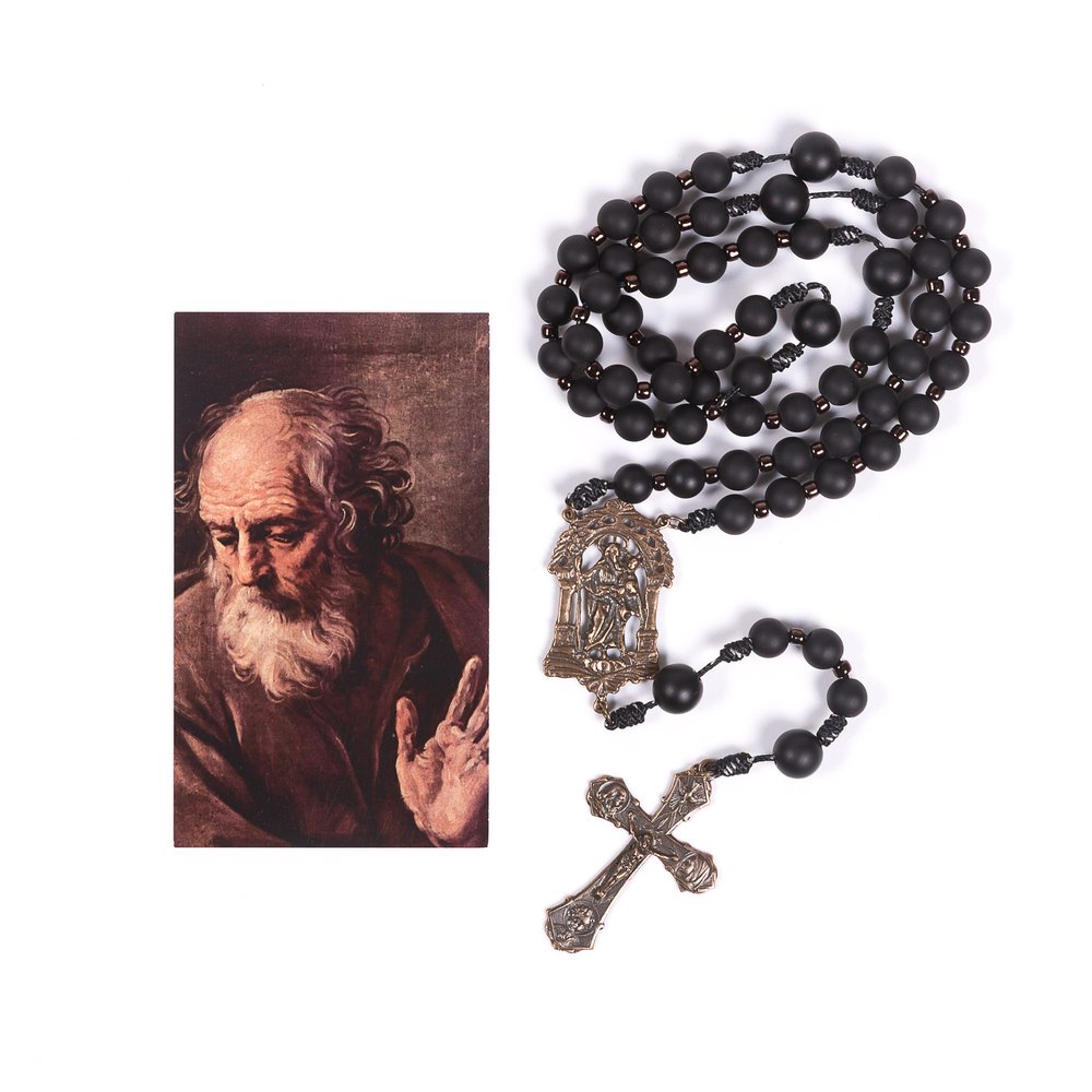 St. Joseph Terror of Demons Black Onyx Paracord Rosary
