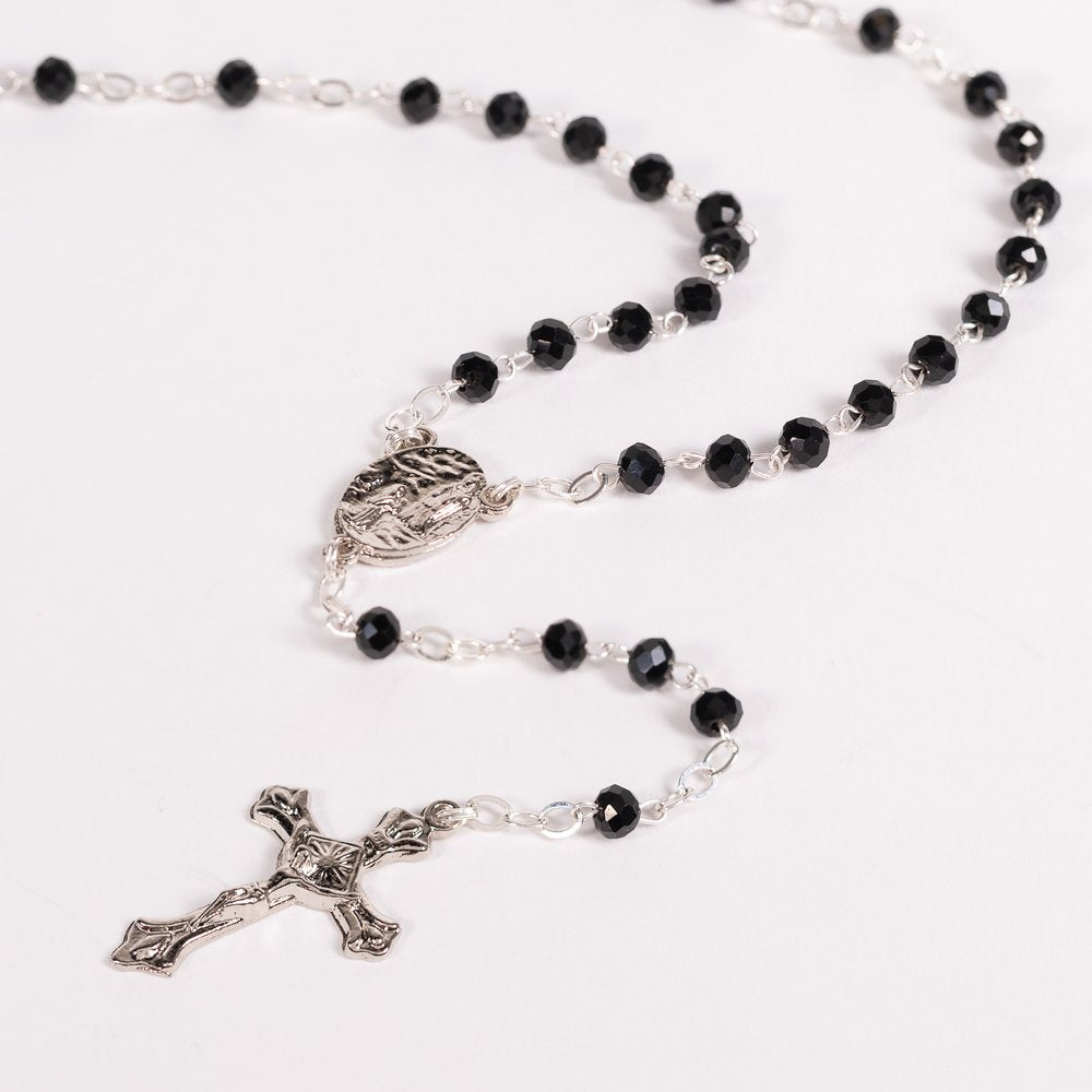 Black Crystal St. Bernadette & Our Lady of Lourdes Rosary