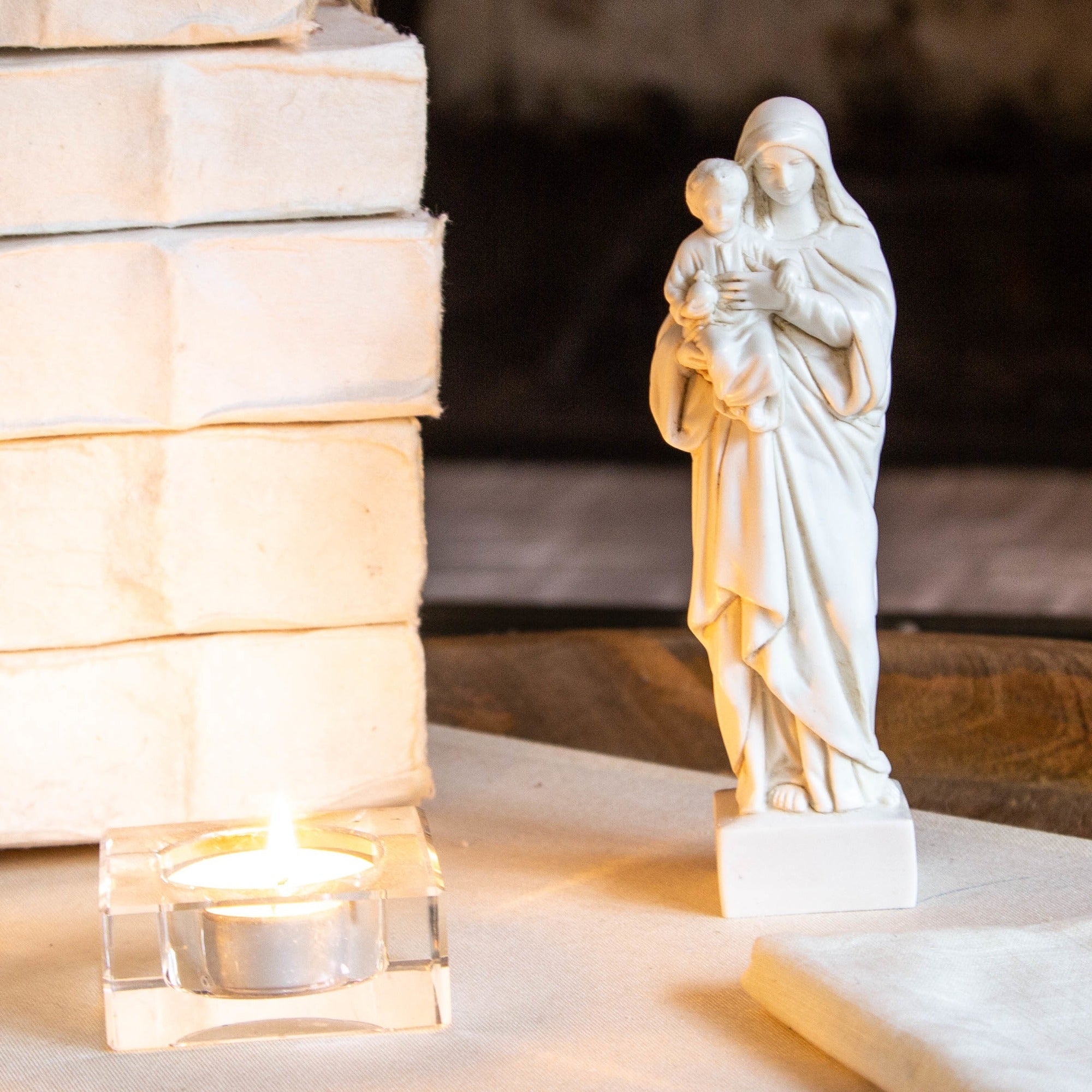 Ivory Madonna and Child Statue
