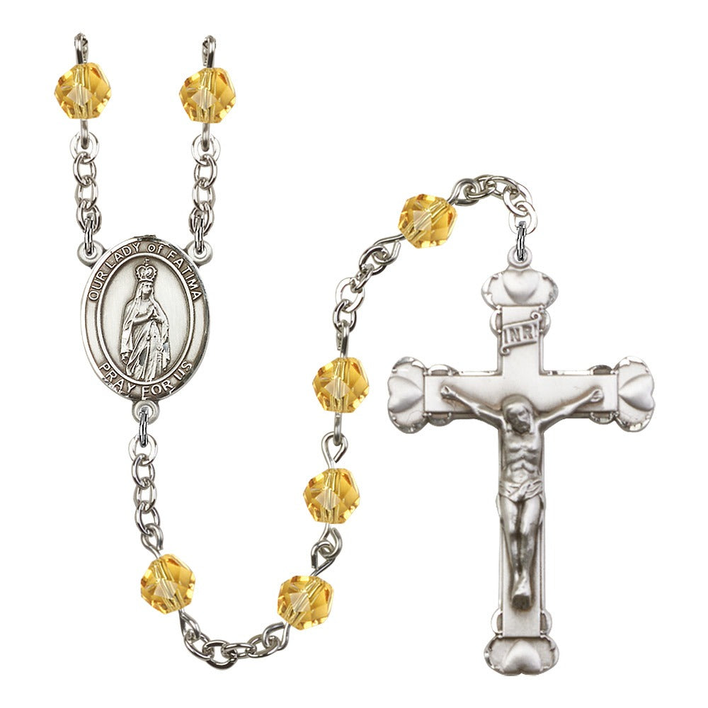 Our Lady Of Fatima Yellow November Rosary 6mm